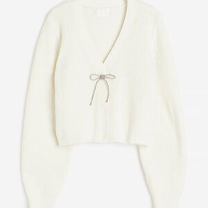 H&M Crystal Bow Sweater Cardigan
